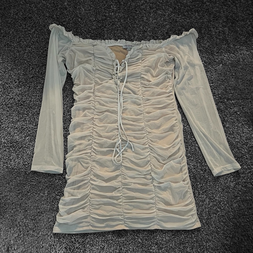 Plus Size Fashion Nova Mesh/Sheer Long Sleeve Off The Shoulder Dress SIZE 3X